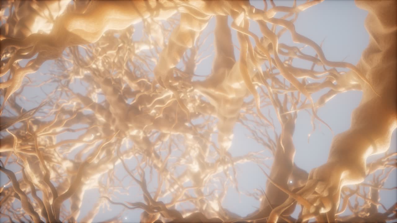 viaje a través de una red de células neuronales dentro del cerebro