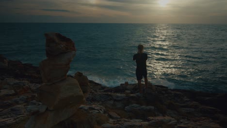 Sunset View from Clifftop with Person
