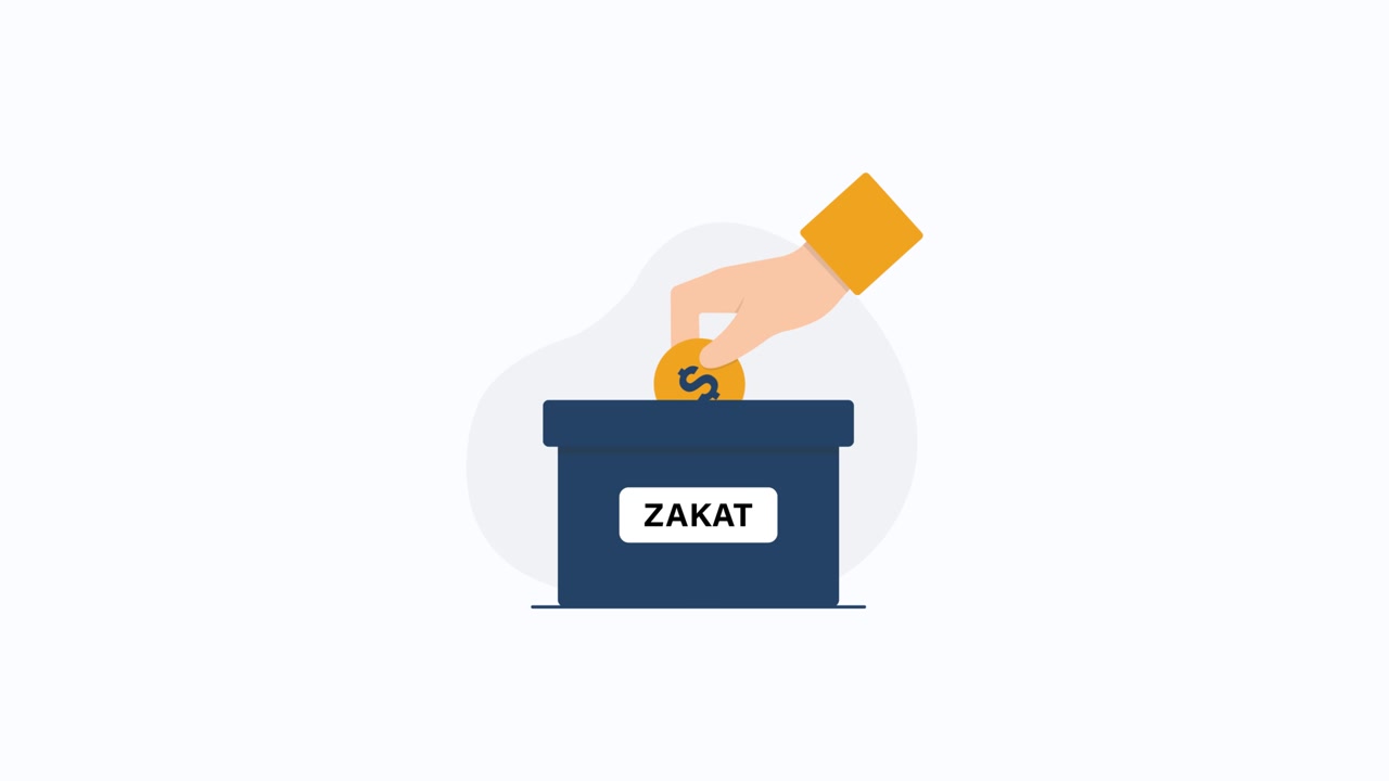 Animated Hand Dropping Coin into Zakat Box