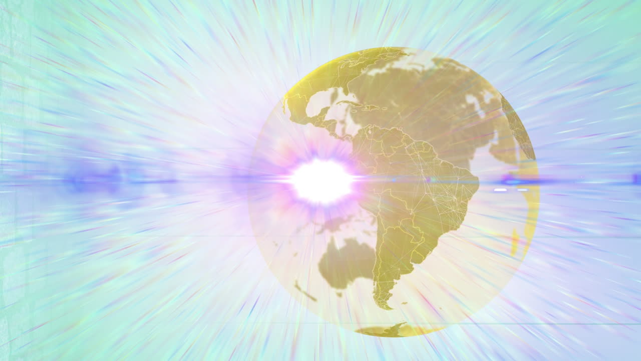 ⁇ 색 배경에 있는 지구와 빛의 흔적의 애니메이션
