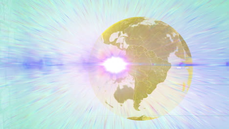 animación del globo y los rastros de luz sobre fondo blanco