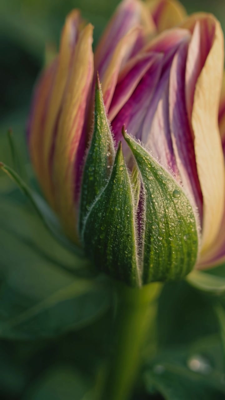 Time-lapse di un Bocciolo di Fiore Colorato che si Apre