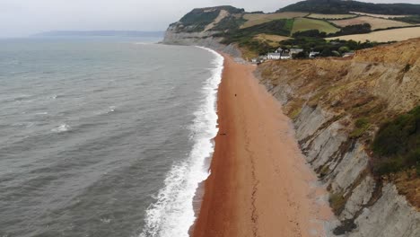 aerial view of seatown beach in dorset