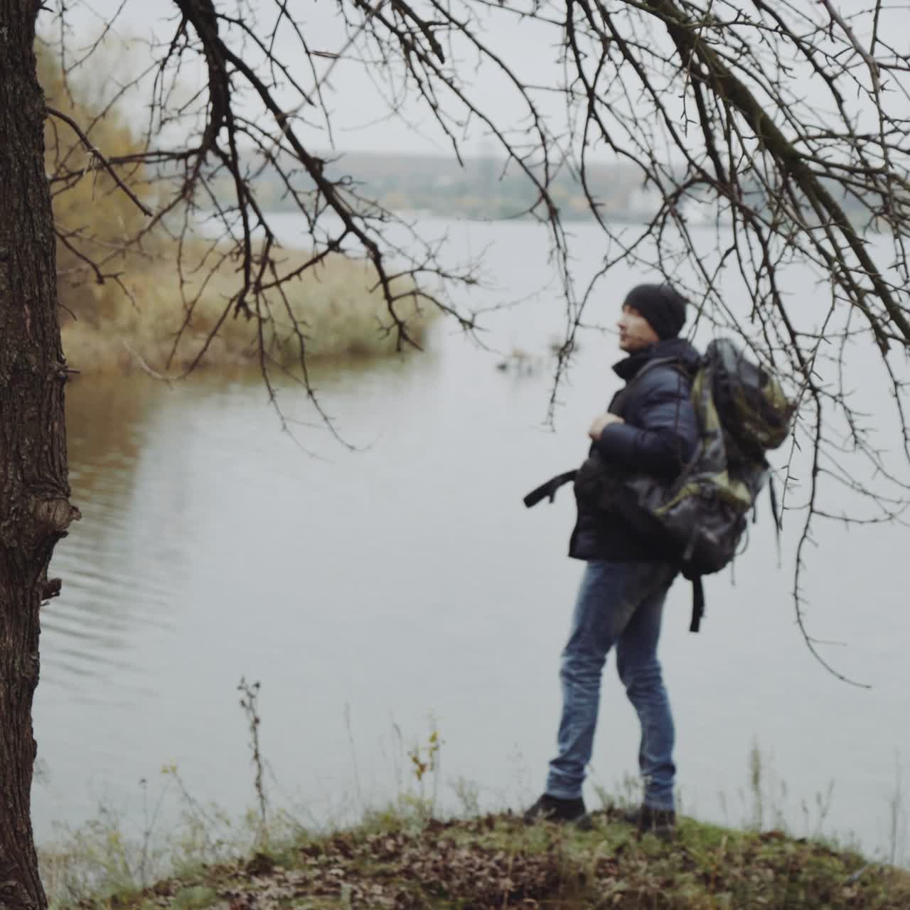 Tourist man enjoy nature