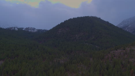 Ziehen-Sie-Sich-Zurück-Und-Kippen-Sie-In-Der-Abenddämmerung-über-Einen-Wald-Aus-Douglasien-In-Lake-Tahoe