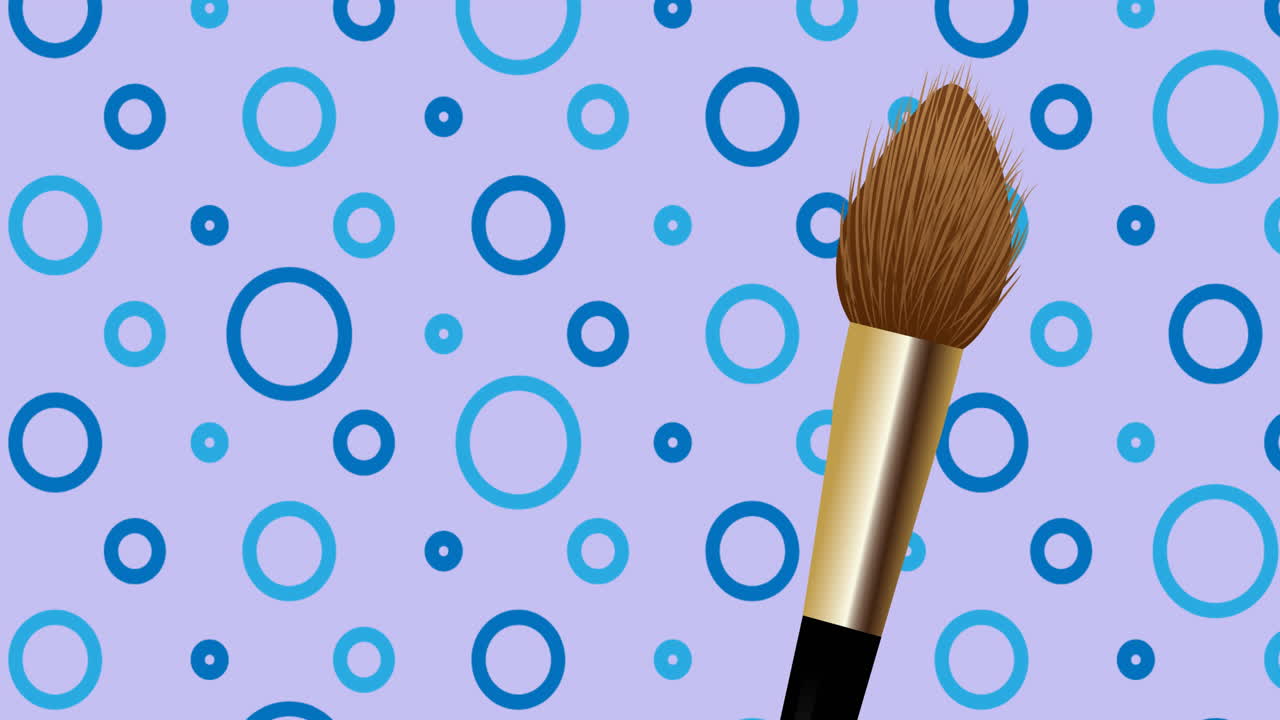 Animation of make up brush on blue background