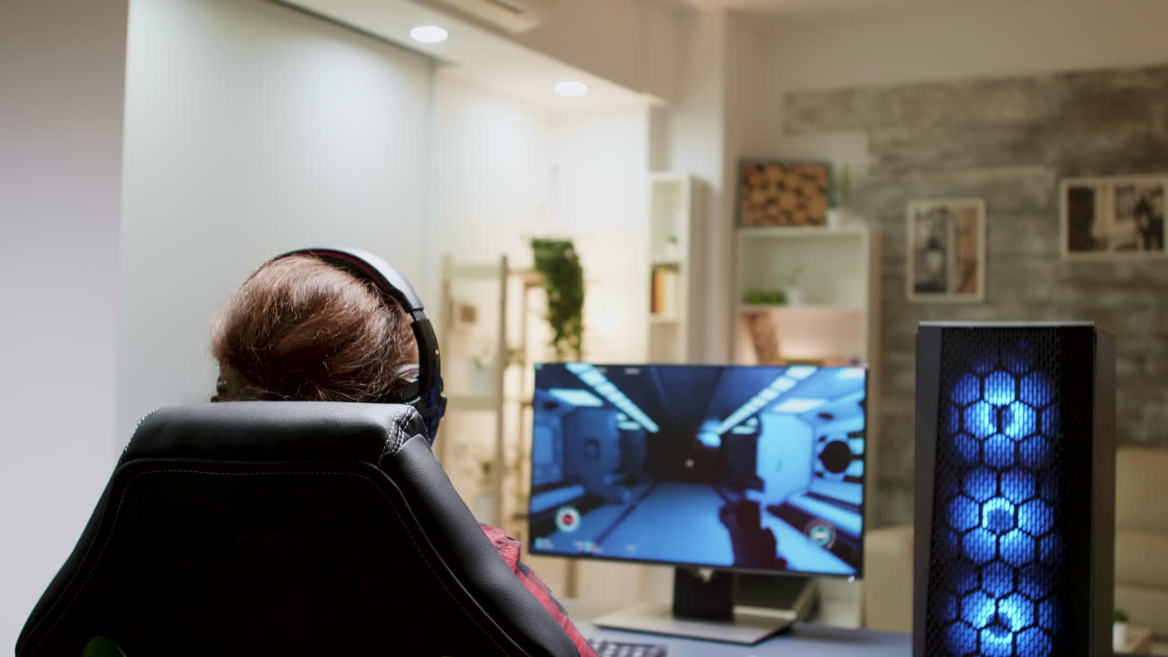 Gamer playing a video game