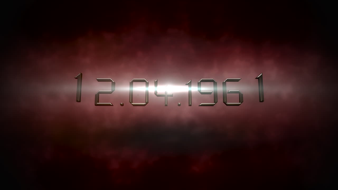 12.04.1961 with flash of star and dark red clouds in galaxy