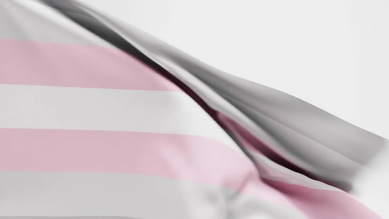 la bandera del orgullo de la demigirl ondea contra un fondo blanco