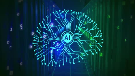 animation of ai data processing over computer server