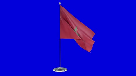 marruecos ilustración 3d de la bandera ondeando en un poste con llave de croma