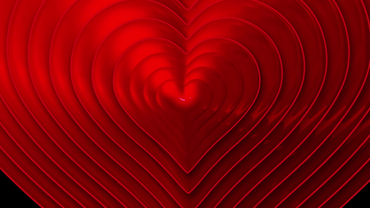 Varios corazones apareciendo y desapareciendo sobre fondo negro