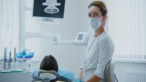 female dentist in a modern dental office
