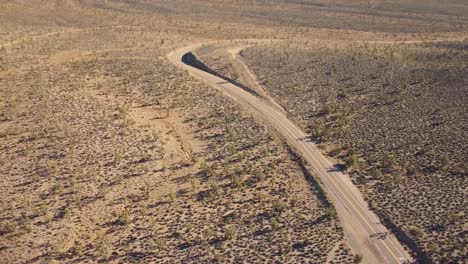 aerial view road in desert landscape at joshua tree national park, california