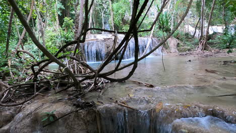 Beautiful-waterfalls-and-nature-in-Erawan-national-park,-Thailand