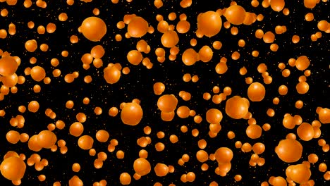 oranges are spinning and falling on a black background.