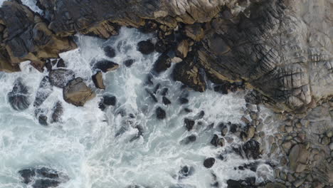 4K-overhead-of-the-rough-coast-line-at-Point-Pinos-California