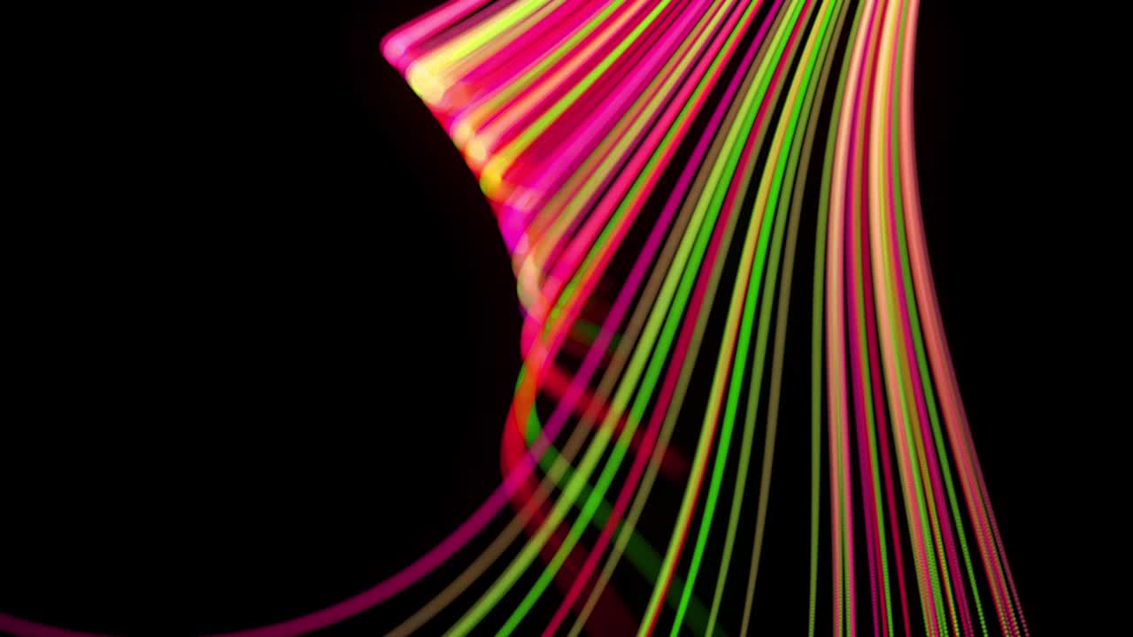 flujo de luz bg en 4k. fondo en bucle abstracto con rastros de luz, flujo de líneas de neón verde rojo amarillo en el espacio se mueven para formar formas en espiral. diseño de movimiento moderno de moda efecto de luz de fondo