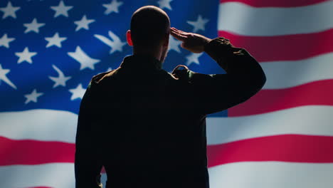 united states of america veteran honoring his country, saluting flag