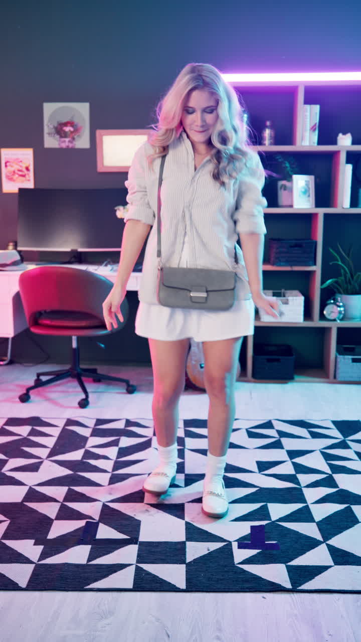 실내에서 춤을 추는 여자