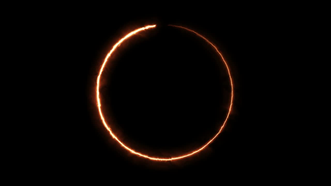 추상적인 전기 배경, 반이는 원 프레임, 전력 에너지 리드, 박이는 네온 타원형.