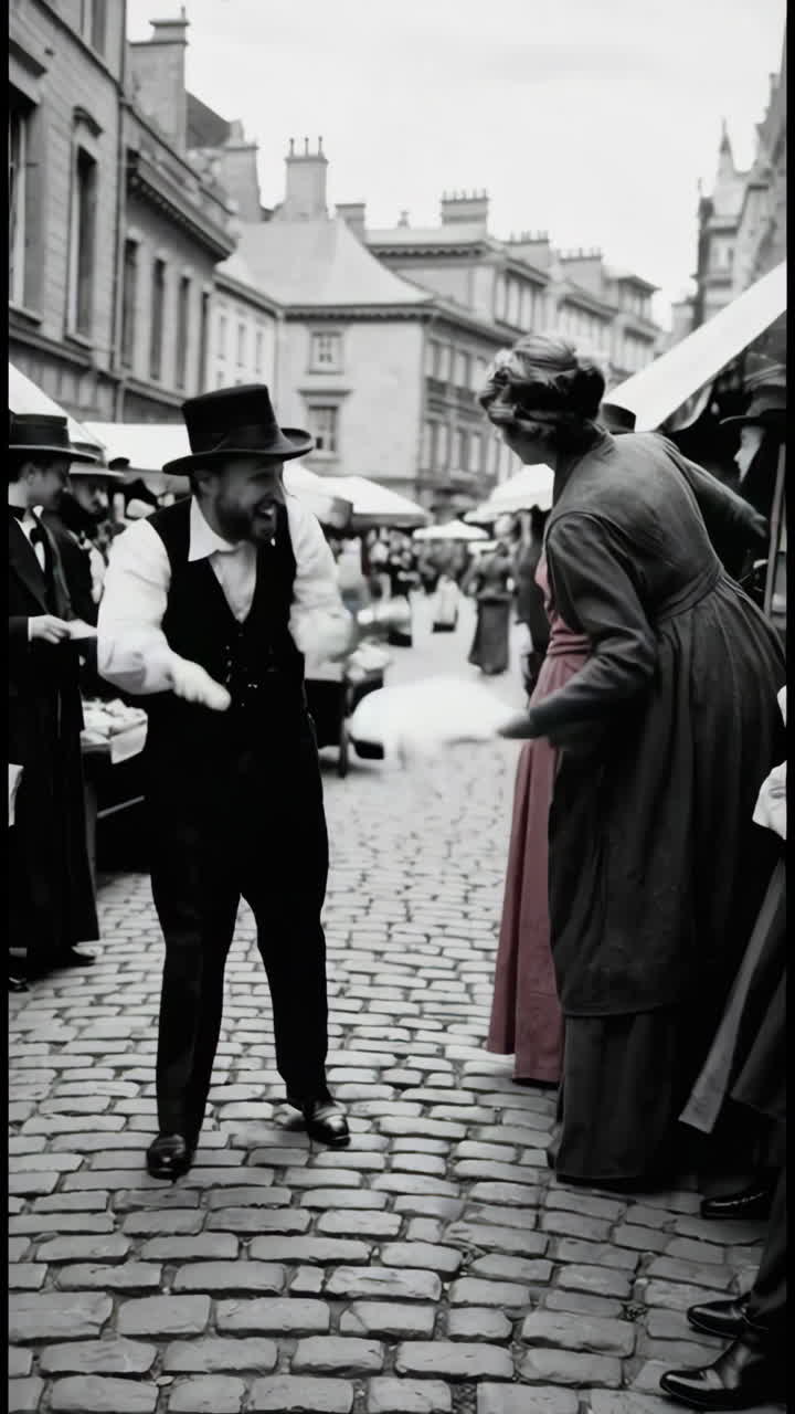 Scena di Mercato Europeo Vintage