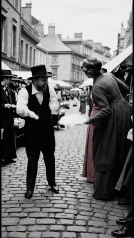 vintage european market scene