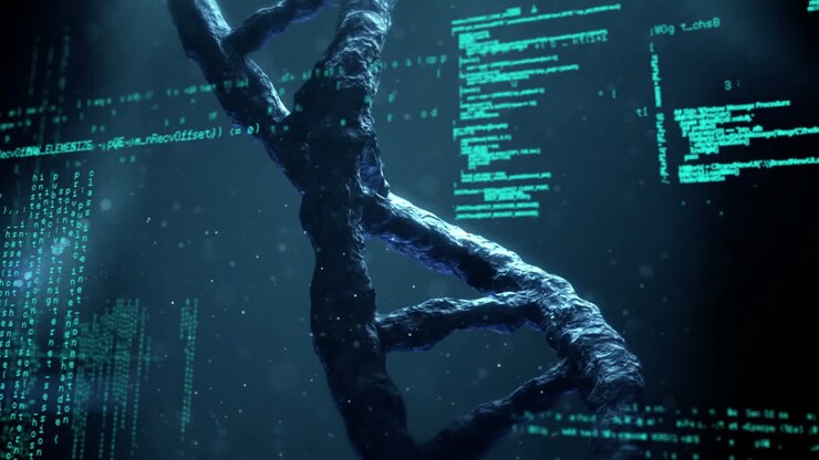 Animation of dna strand spinning and medical data processing
