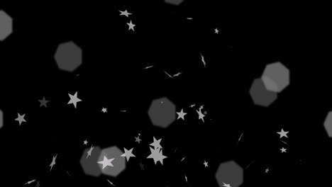 animación de estrellas cayendo y luces de hadas de navidad parpadeando sobre un fondo negro
