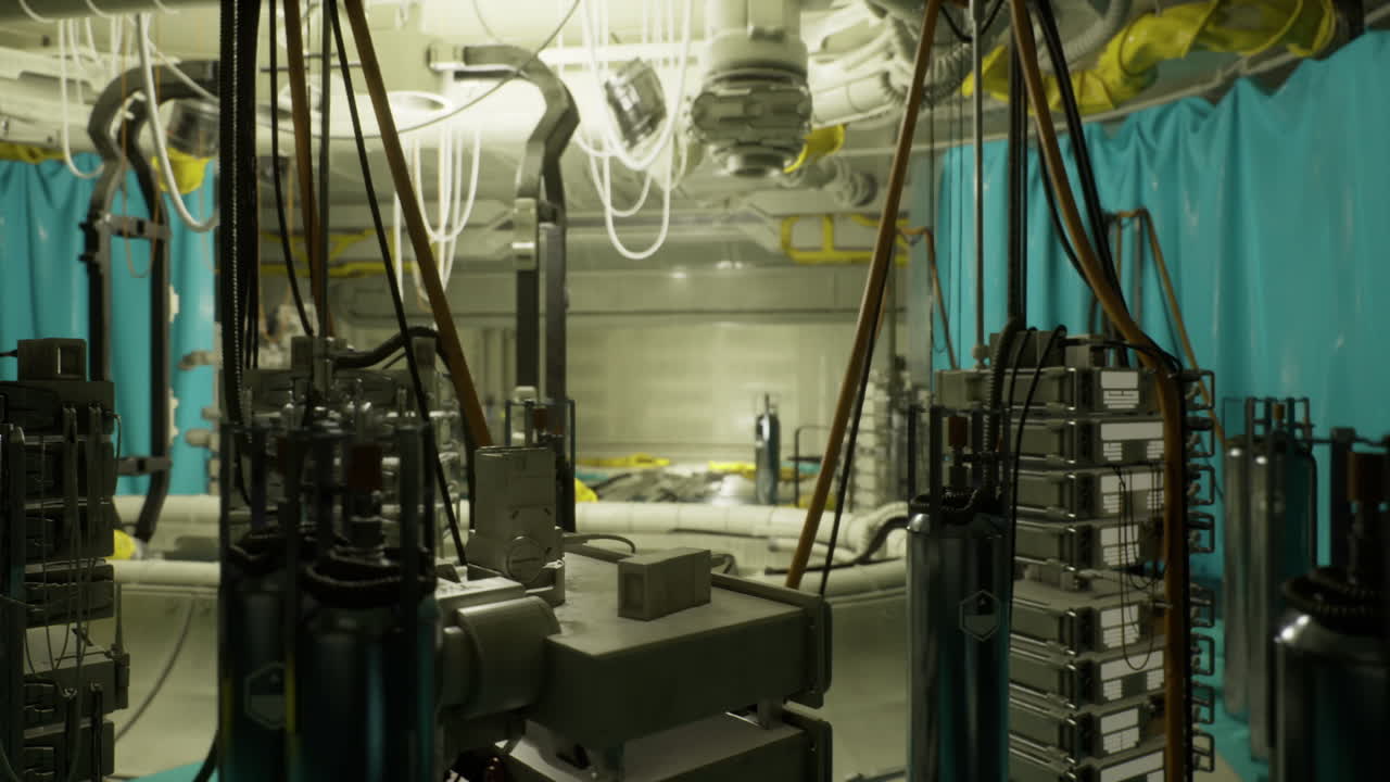 Science laboratory setup laboratory with blue curtains and equipment