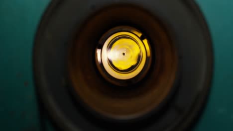 close-up of glass being blown in glass factory 4k