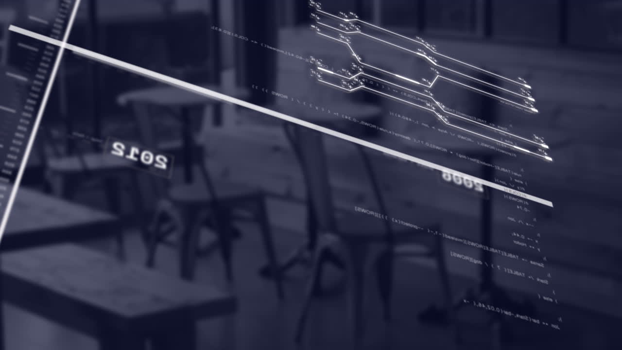 사무실의 비어있는 카페에 대한 데이터 처리와의 인터페이스의 애니메이션