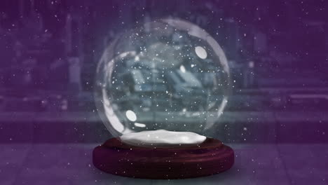 animación de la nieve cayendo sobre la bola de nieve