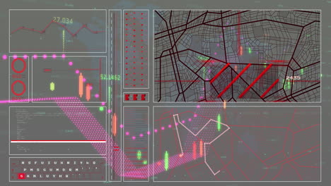 Animación-Del-Procesamiento-De-Datos-Sobre-El-Mapa-Mundial-Sobre-Fondo-Gris