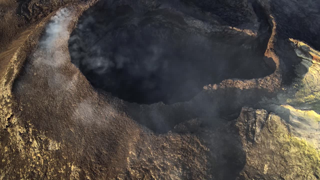 Volcano Crater with Smoke