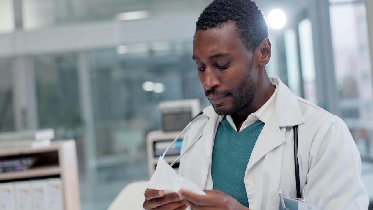 Allergy, flu and sick doctor blowing nose