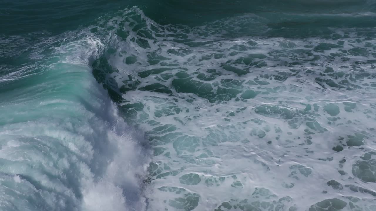 Huge Rolling Turquoise Waves In Praia de Valcovo, Spain - Slow Motion