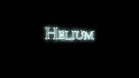 helio, elemento químico, escrito con fuego. bucle
