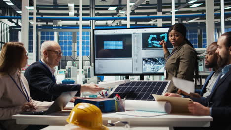 shareholders discussing future investment opportunities in solar energy