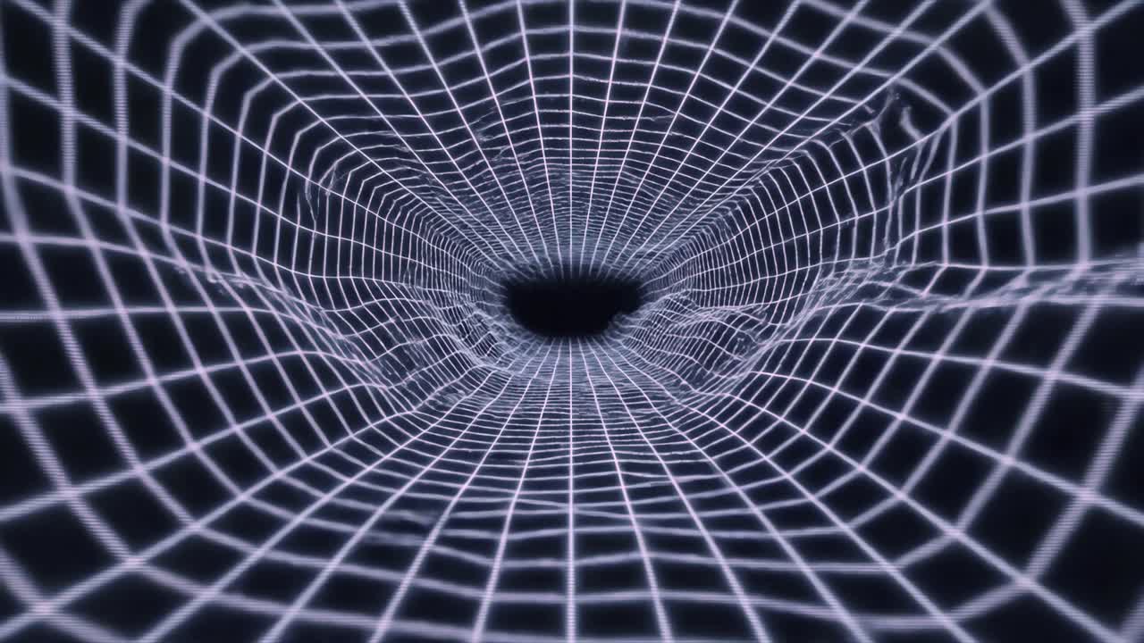 Tunnel a Griglia Digitale Astratta in Movimento Fluido