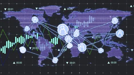animación del mapa del mundo sobre el procesamiento de datos