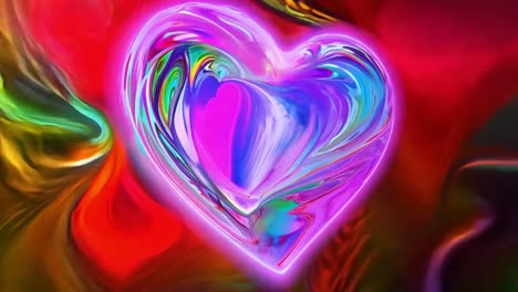 un corazón vibrante y brillante pulsa con energía, sus colores cambian y giran en una exhibición cautivadora
