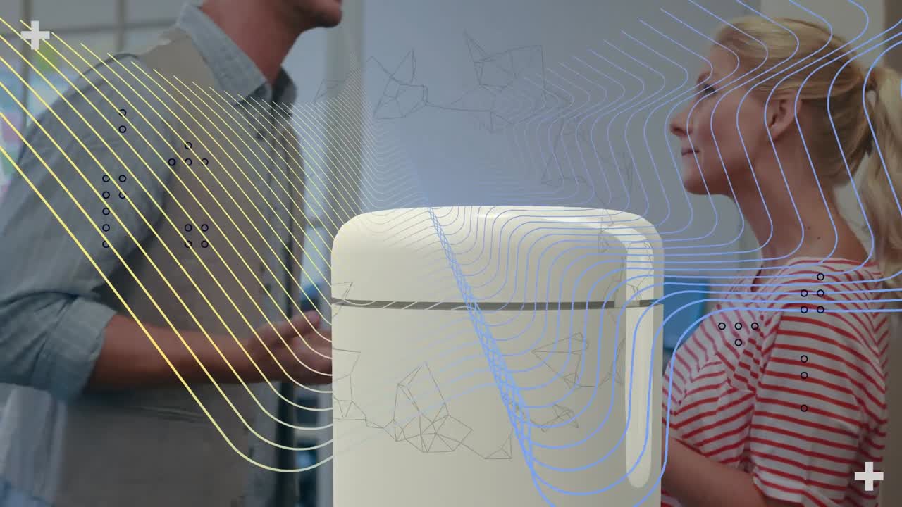 스테딩 사람들을 통해 선과 연결 네트워크의 애니메이션