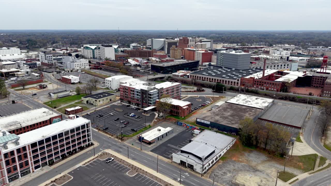 aerial pullout from the high point nc, north carolina skyline