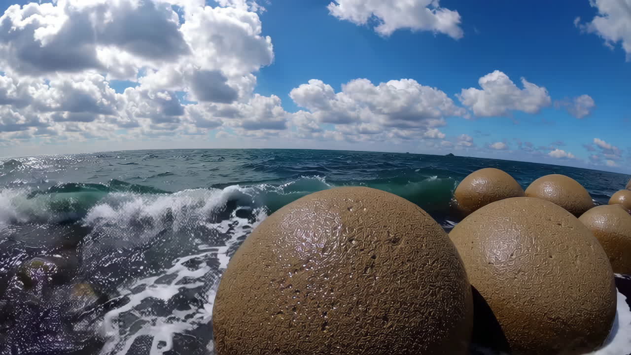 Ocean Waves Crashing Against Coastal Protection