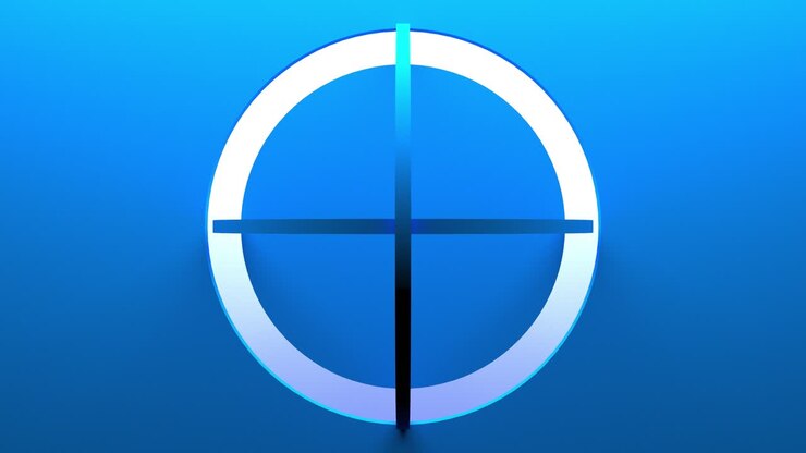 Abstract blue circle of three dimensional rotating design