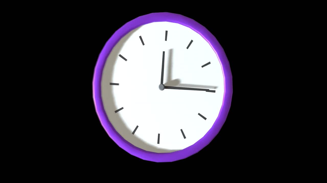 Animation of clock moving on black background
