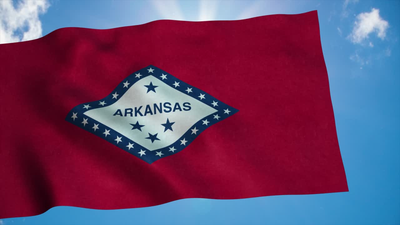 바람에 흔들리는 아칸소 발, 파란 하늘 배경