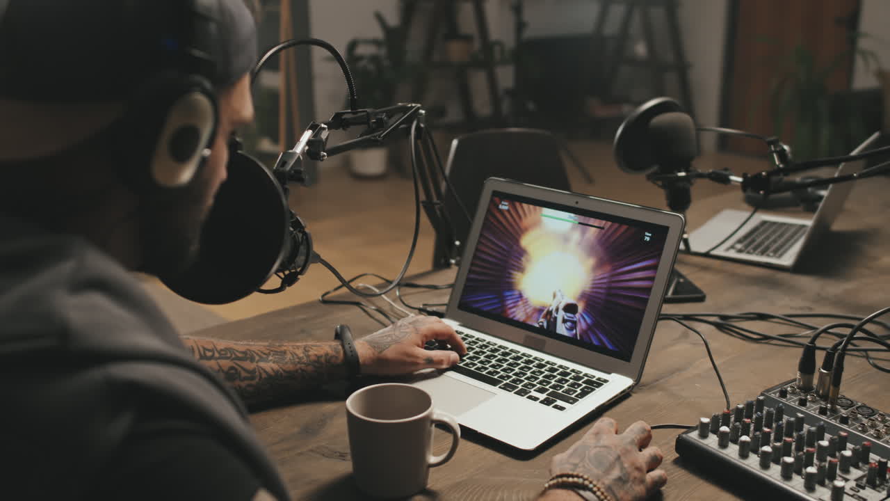 Man Playing Video Game on Stream