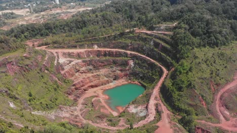 open pit nam salu at belitung indonesia during day time, aerial